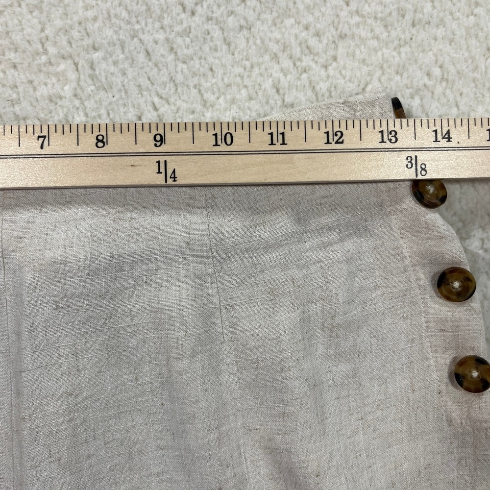 Sienna Sky Pants Womens M Beige CP1154 Linen Blend Wide Leg Side Button Boho - Picture 4 of 9